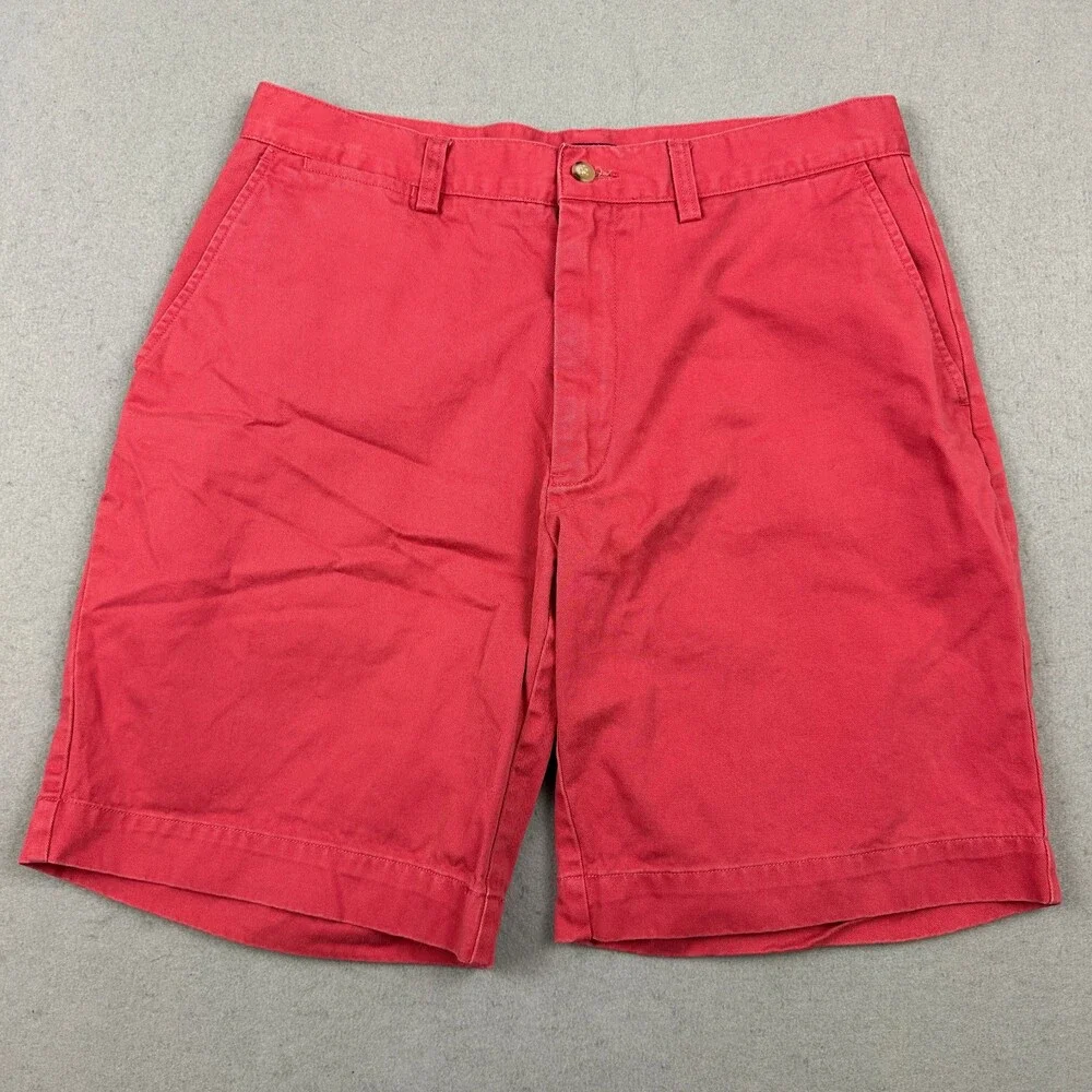 Polo Ralph Lauren Shorts Men 33 Pink Solid Flat Front Khaki Chino Pony Cotton